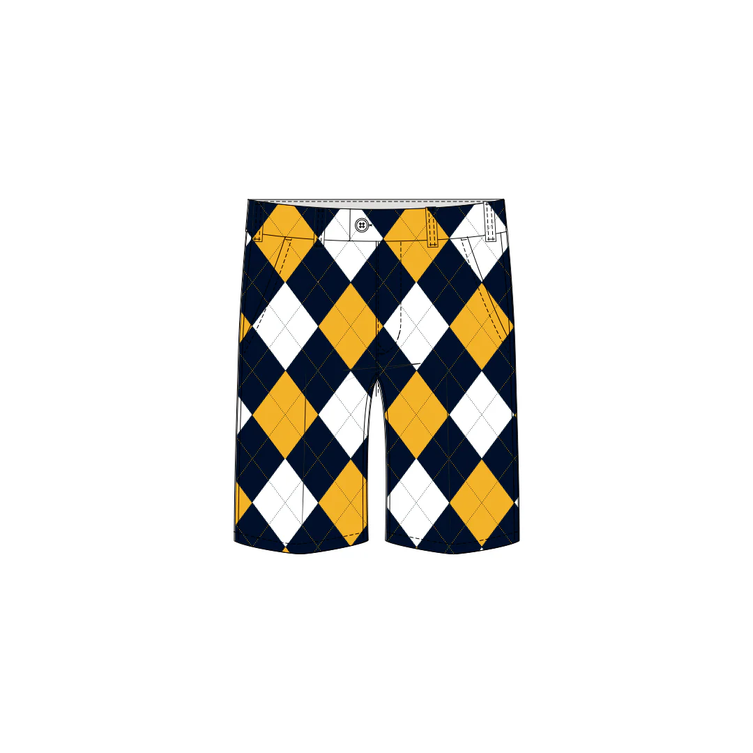 Blue and Gold Argyle Men's Heritage Short - MTO