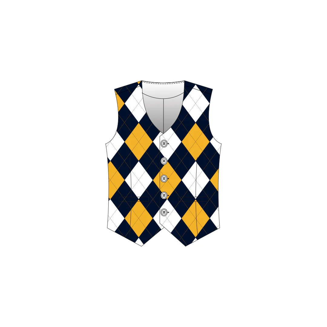Blue and Gold Argyle Men's Vest - MTO