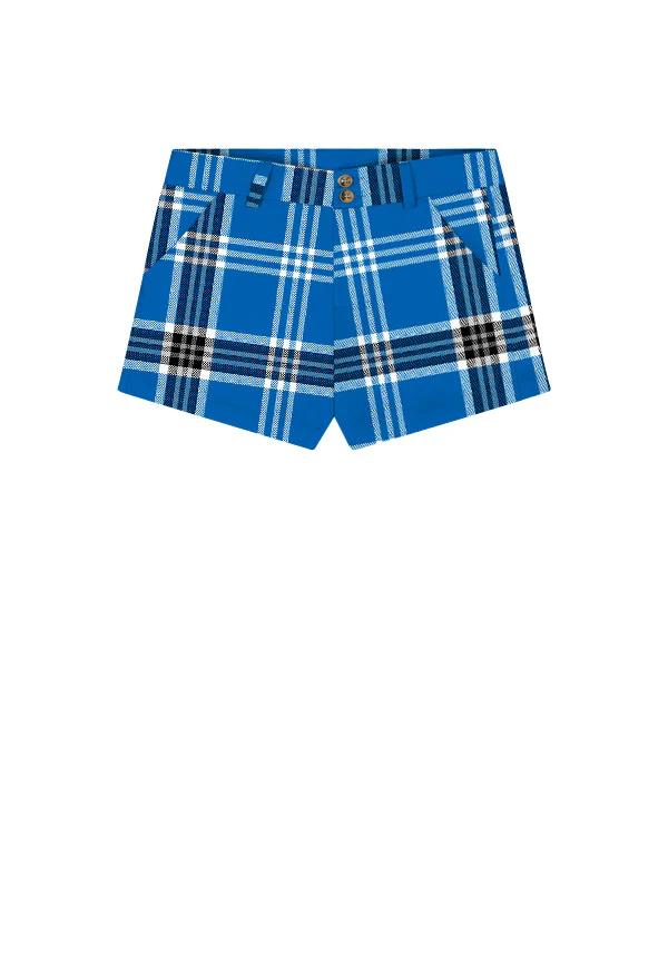 Fairway Blue Plaid Women's High Waist Short - MTO