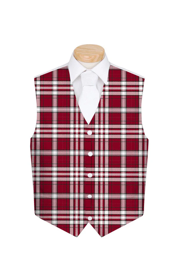 Fairway Crimson Plaid Men's Vest - MTO