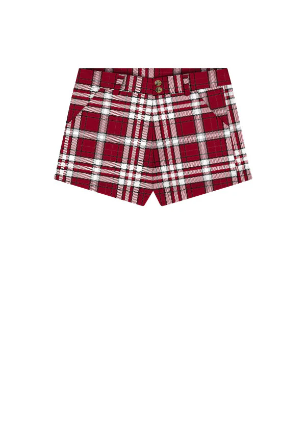 Fairway Crimson Plaid Women's High Waist Short - MTO