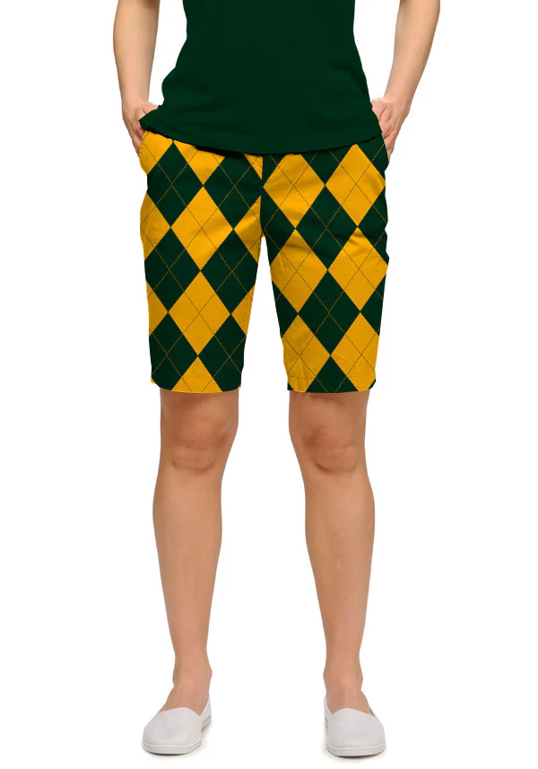 Fairway Hunter Green & Gold Mega Women's Bermuda Short - MTO