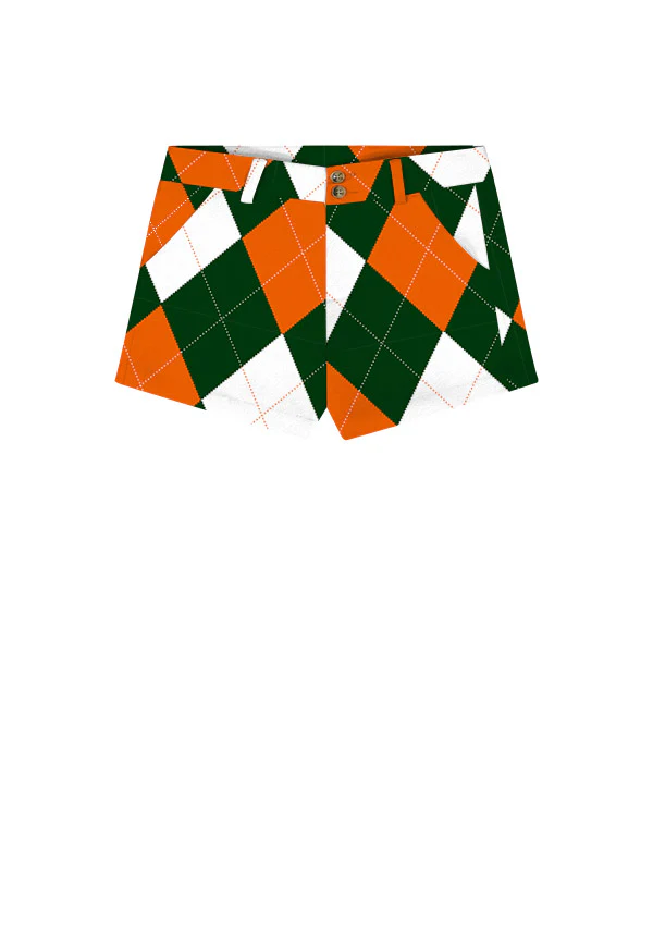 Fairway Orange & Green Women's High Waist Short - MTO
